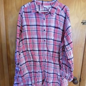 2XL Long Pink Flannel